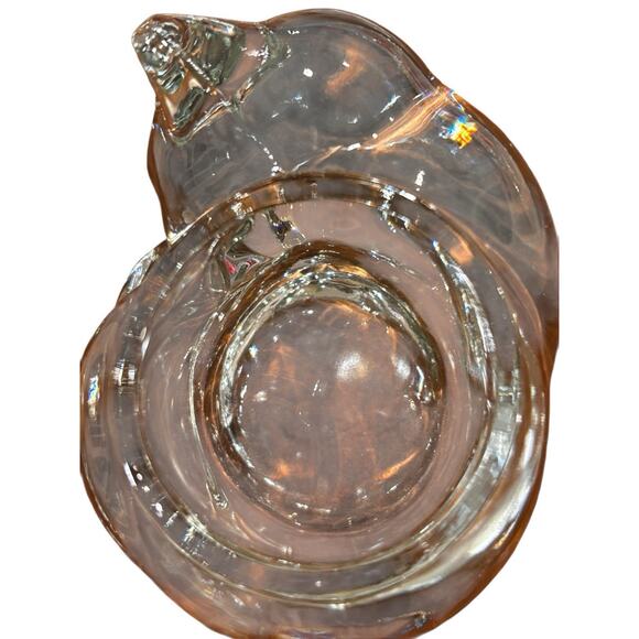 Vintage Indiana Glass Crystal Clear Sleeping Cat Votive Candle Tea Light Holder - Picture 4 of 5